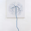 Janaina Mello Landini. Ciclotrama 67 (impreganation), 2016. 10 metros de cuerda PE azul con 16mm, 120 x 120 cm.